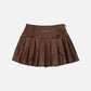 Heart Belt Faux Leather Pleated Skirt