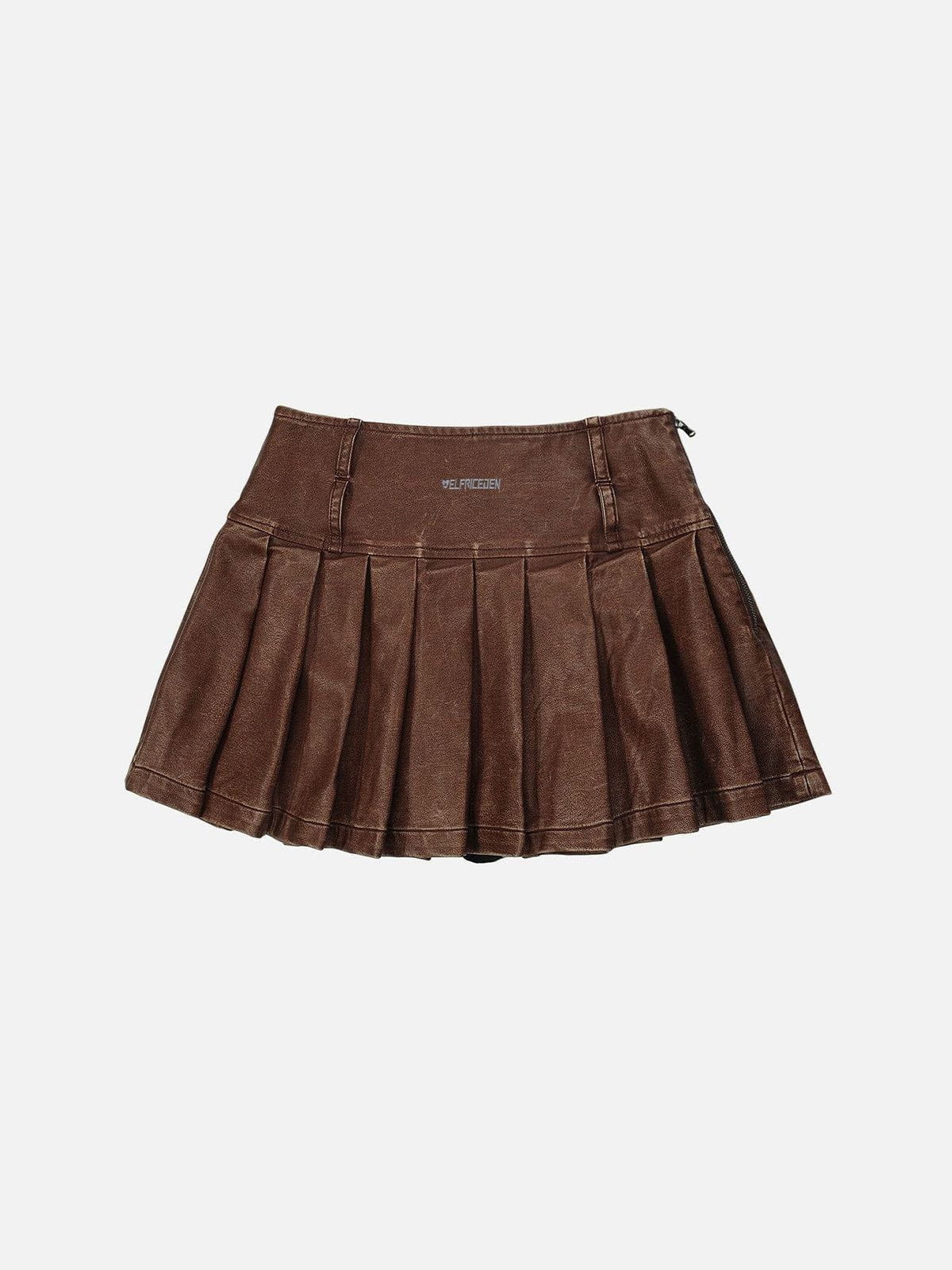 Heart Belt Faux Leather Pleated Skirt