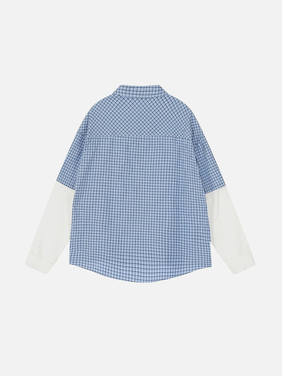Plaid Patchwork Long Sleeve Shirt