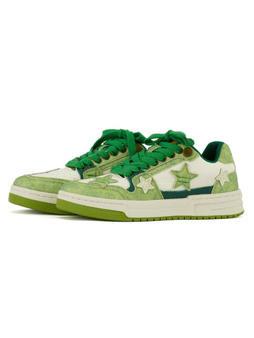 Avocado Green Star Chunky Sneakers