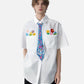 Graffiti Necktie Short Sleeve Shirt
