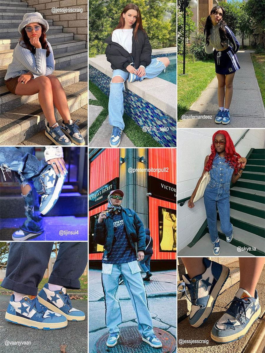 Starry Climb Stars Casual All-Match Denim Shoes
