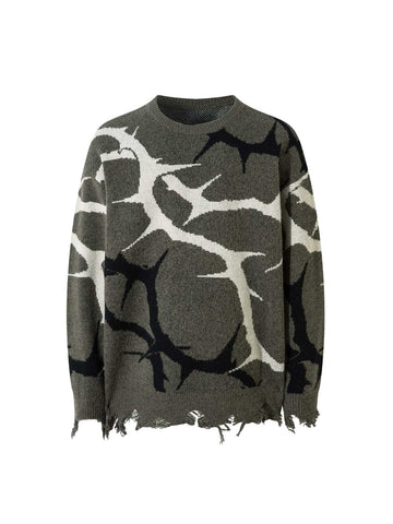 Thesupermade High Street Thorn Jacquard Ripped Sweater