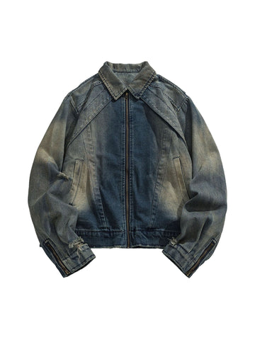 High Street Hip-hop Distressed Washed Denim Jacket