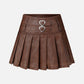 Heart Belt Faux Leather Pleated Skirt