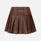 Heart Belt Faux Leather Pleated Skirt