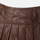 Heart Belt Faux Leather Pleated Skirt