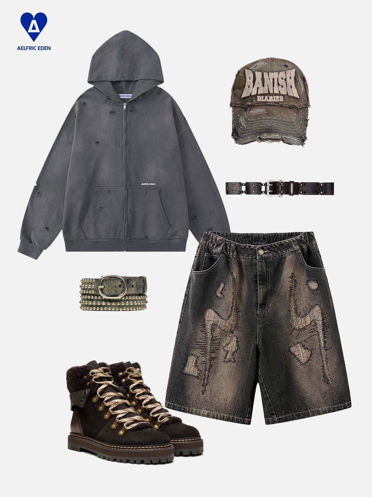 Applique Embroidery Baggy Jorts