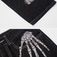 Skull Bone Embroidery Loose Jeans