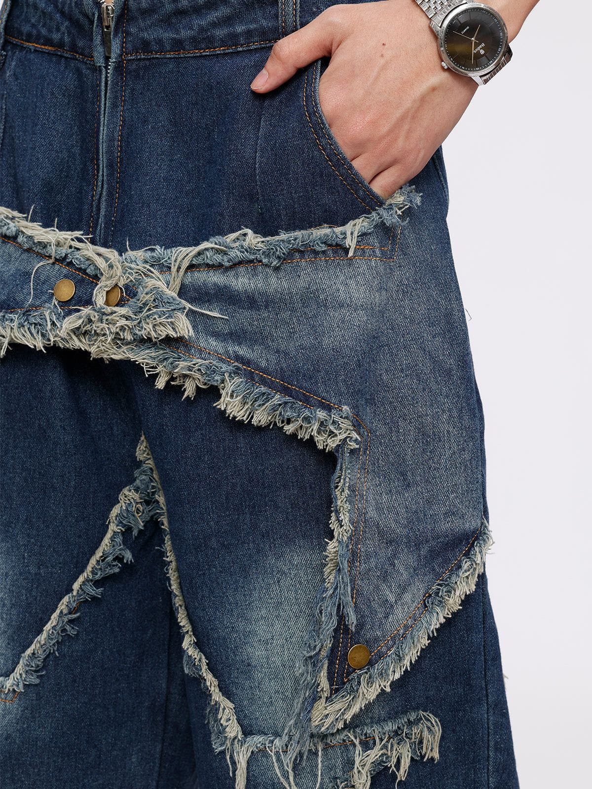 Vintage Starry Fringe Hem Jorts