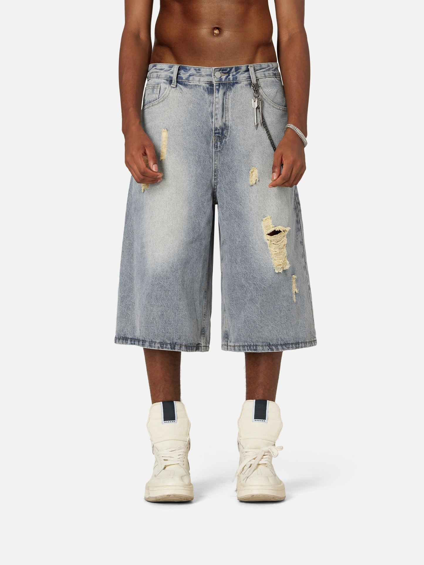 Distressed Baggy Longline Jorts