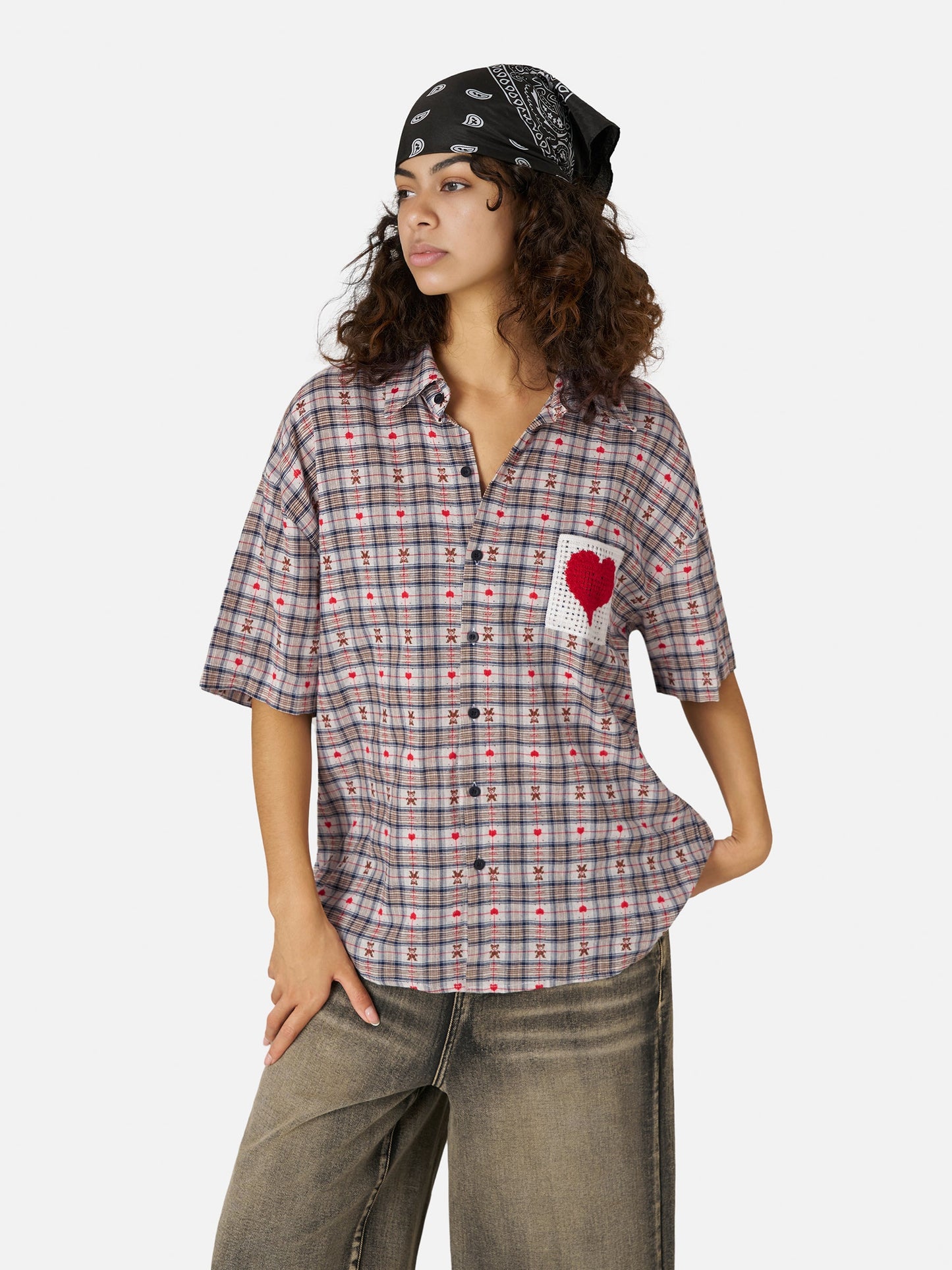 Cut-Out Heart Short Sleeve Shirt