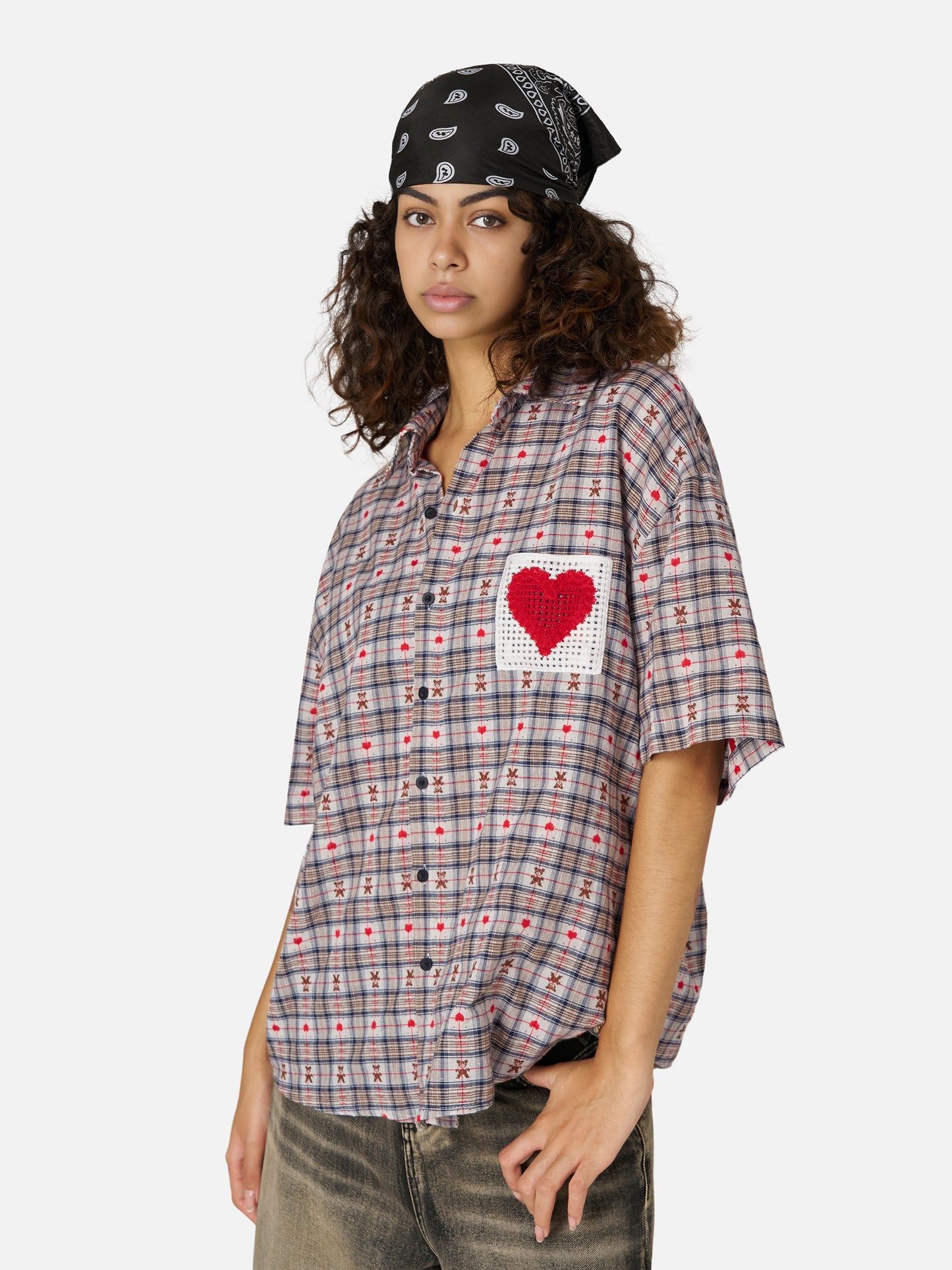 Cut-Out Heart Short Sleeve Shirt