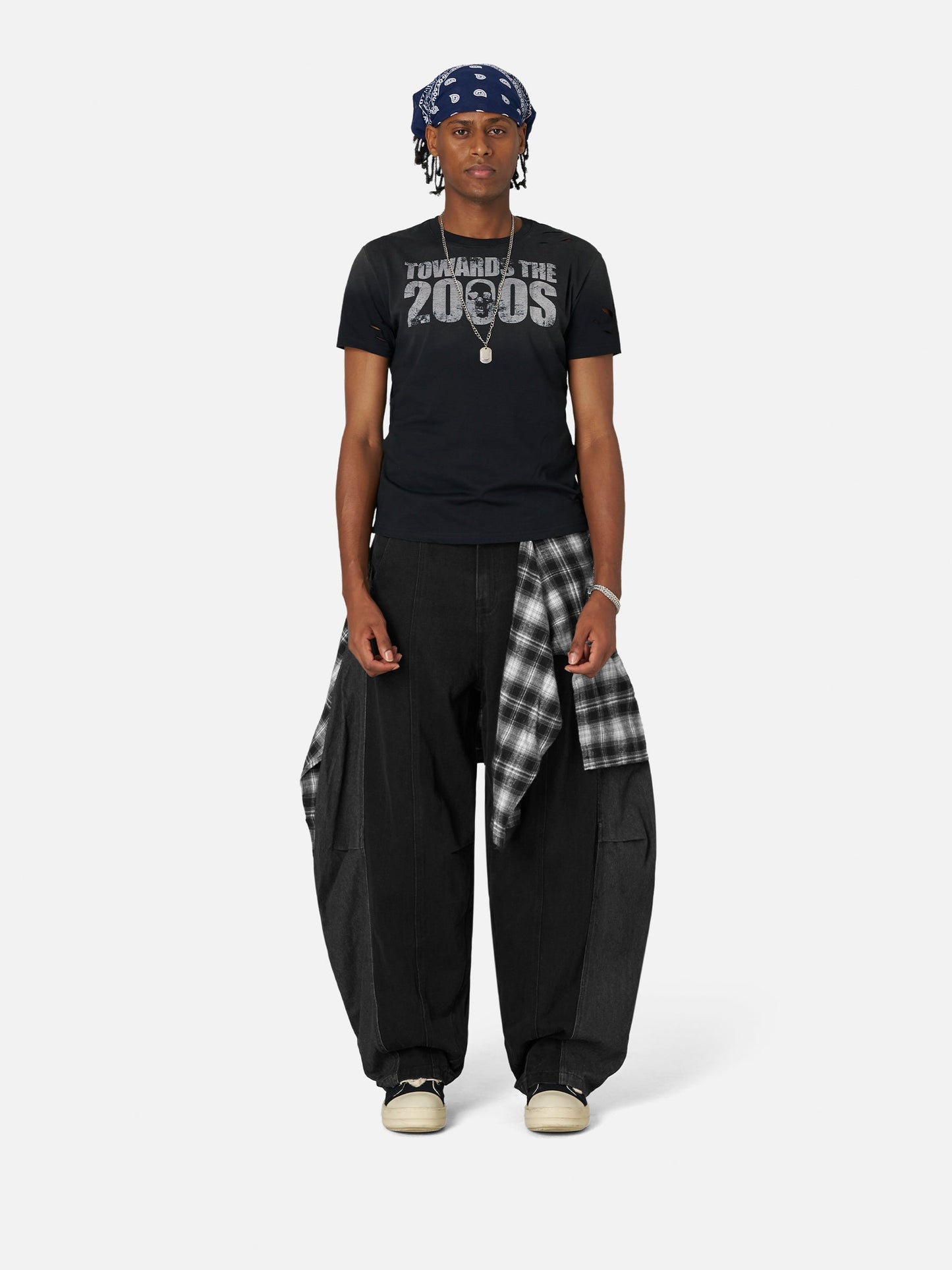 Plaid Baggy Barrel Jeans