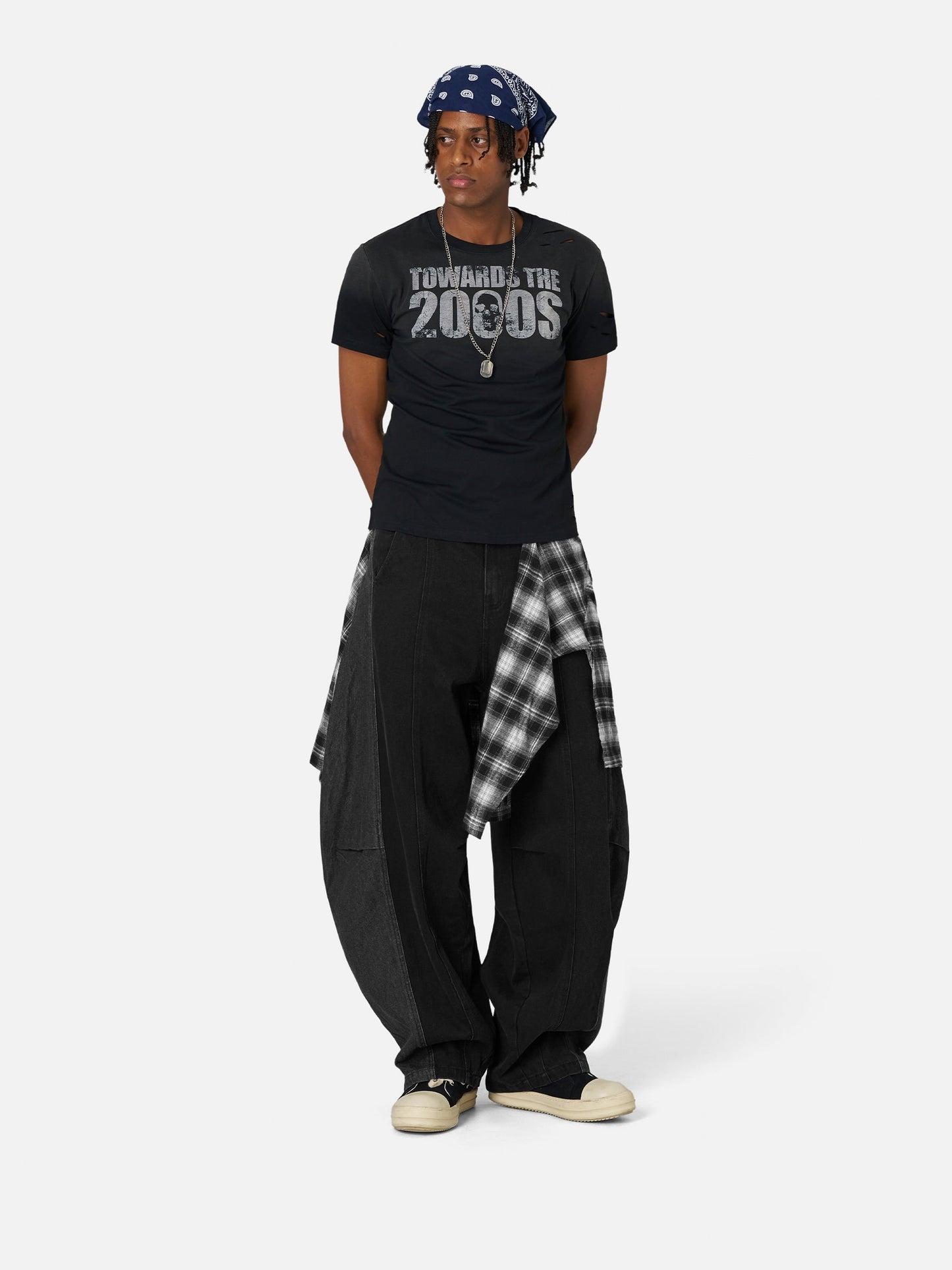Plaid Baggy Barrel Jeans