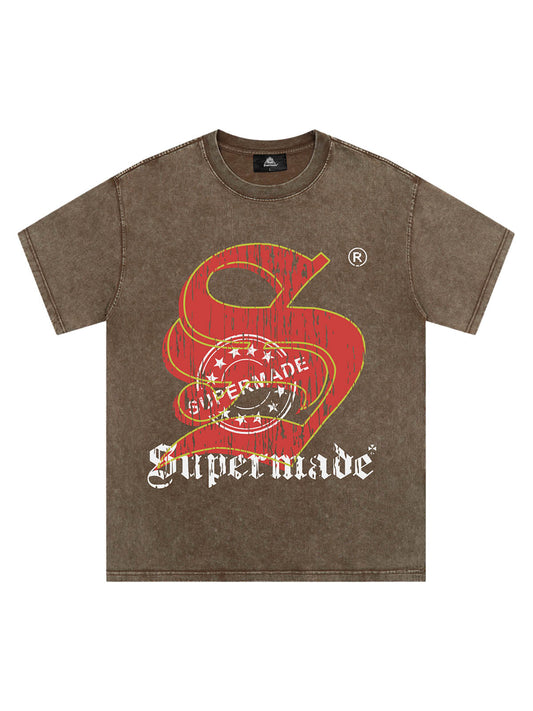 Thesupermade Street Distressed Stamped Letters T-shirt