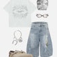 Washed Distressed Longline Barrel Jorts