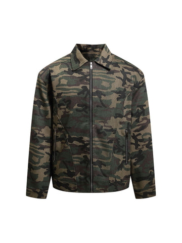 Hip-hop Shoulder Pad Camouflage Washed Jacket