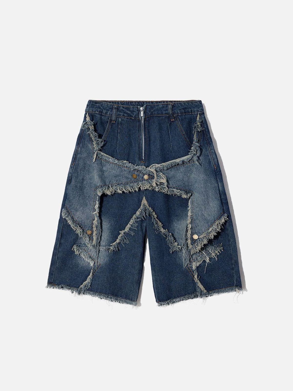 Vintage Starry Fringe Hem Jorts