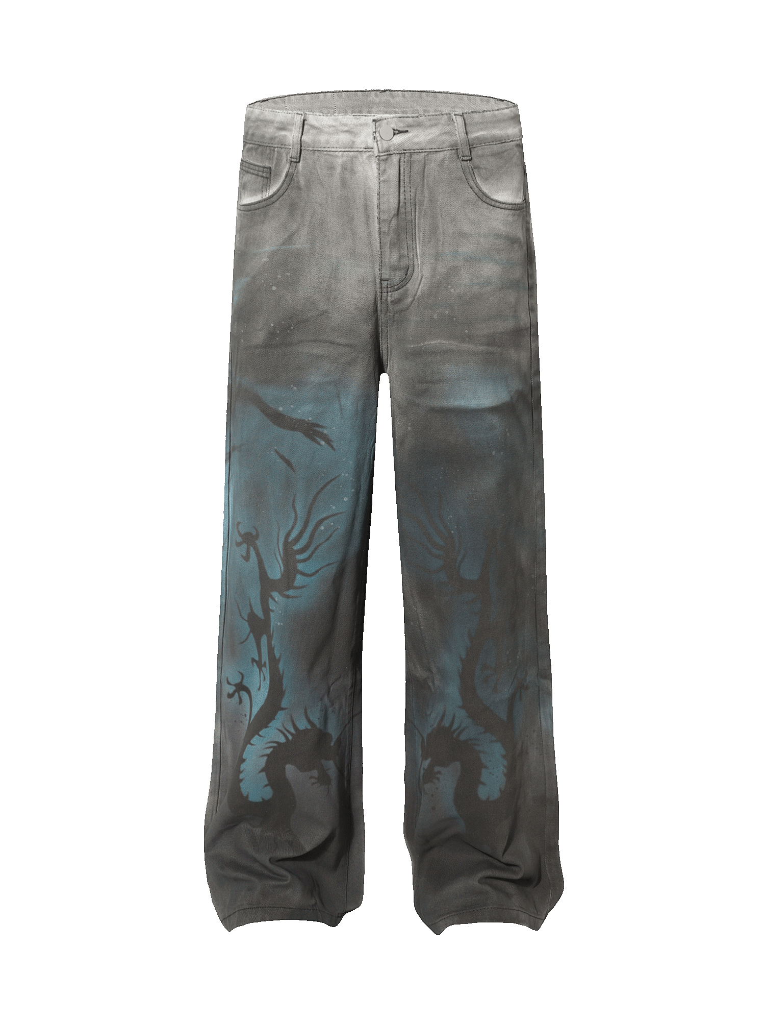 Street Hip-Hop Dragon Washed Jeans