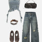 Fringe Hem Denim Tank Top