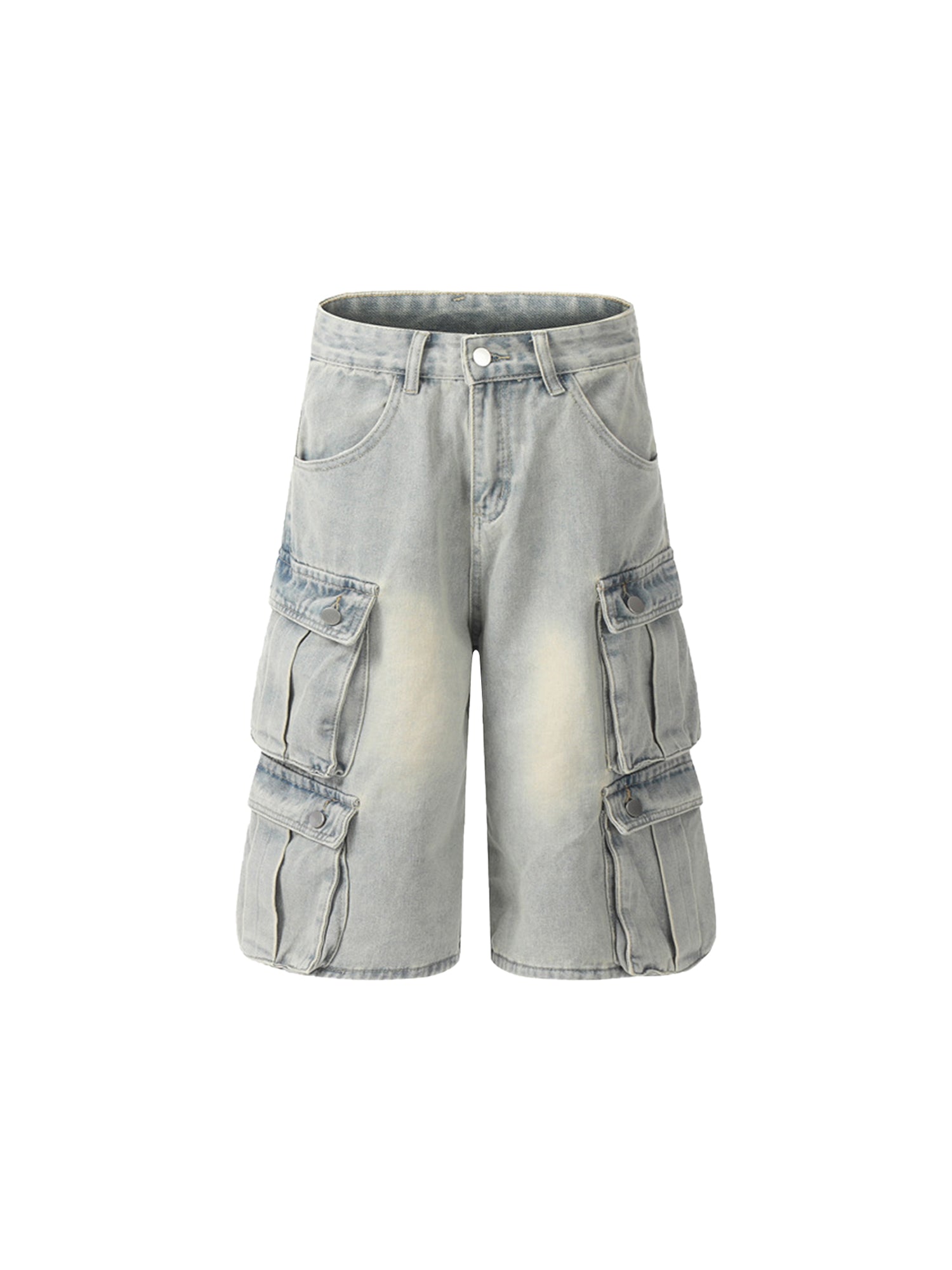 Thesupermade Retro Washed Multi-pocket Work Denim Jorts