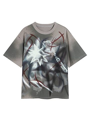 Thesupermade Graffiti Meteor Hammer Spray-painted T-shirt - 2111