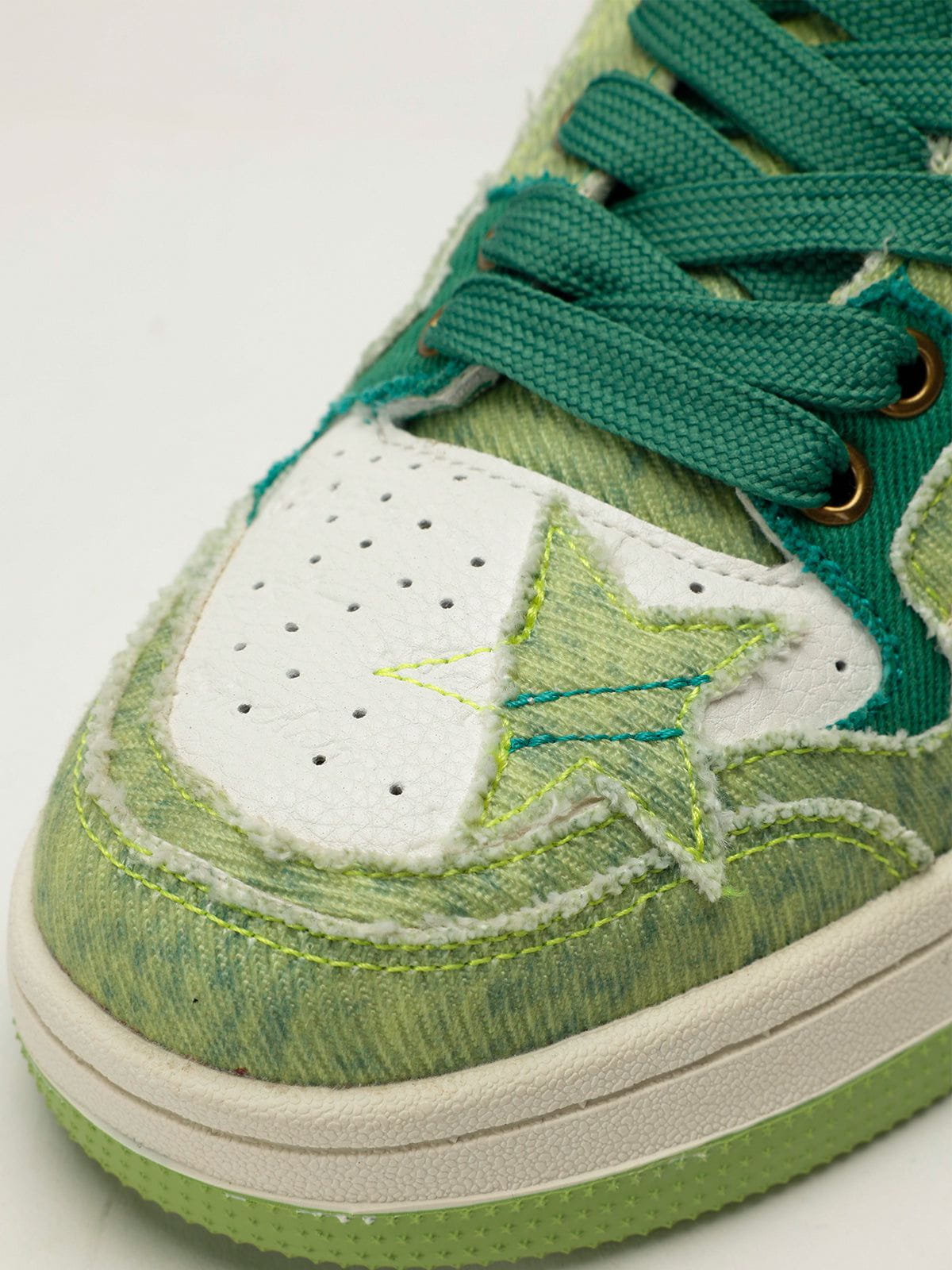 StarryClimb Patchwork Avocado Green Star Skate Shoes