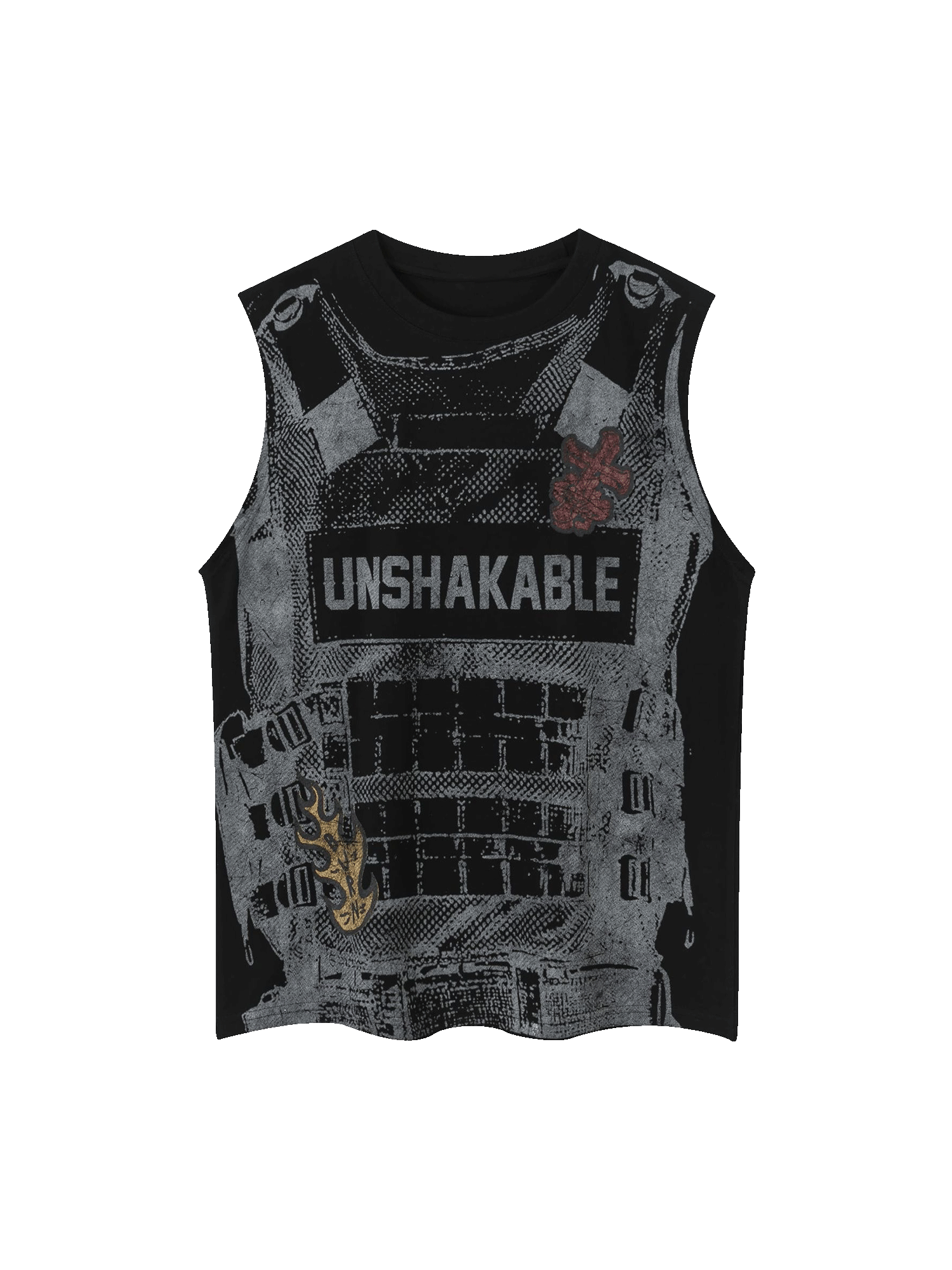 Thesupermade Vintage Distressed Body Armor Print Street Rap Sleeveless Vest