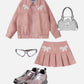 Embroidery Bow Faux Leather Skirt