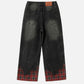 Plaid Washed Print Loose Jeans