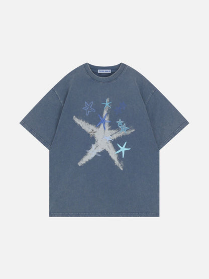 Starfish Print Washed Tee