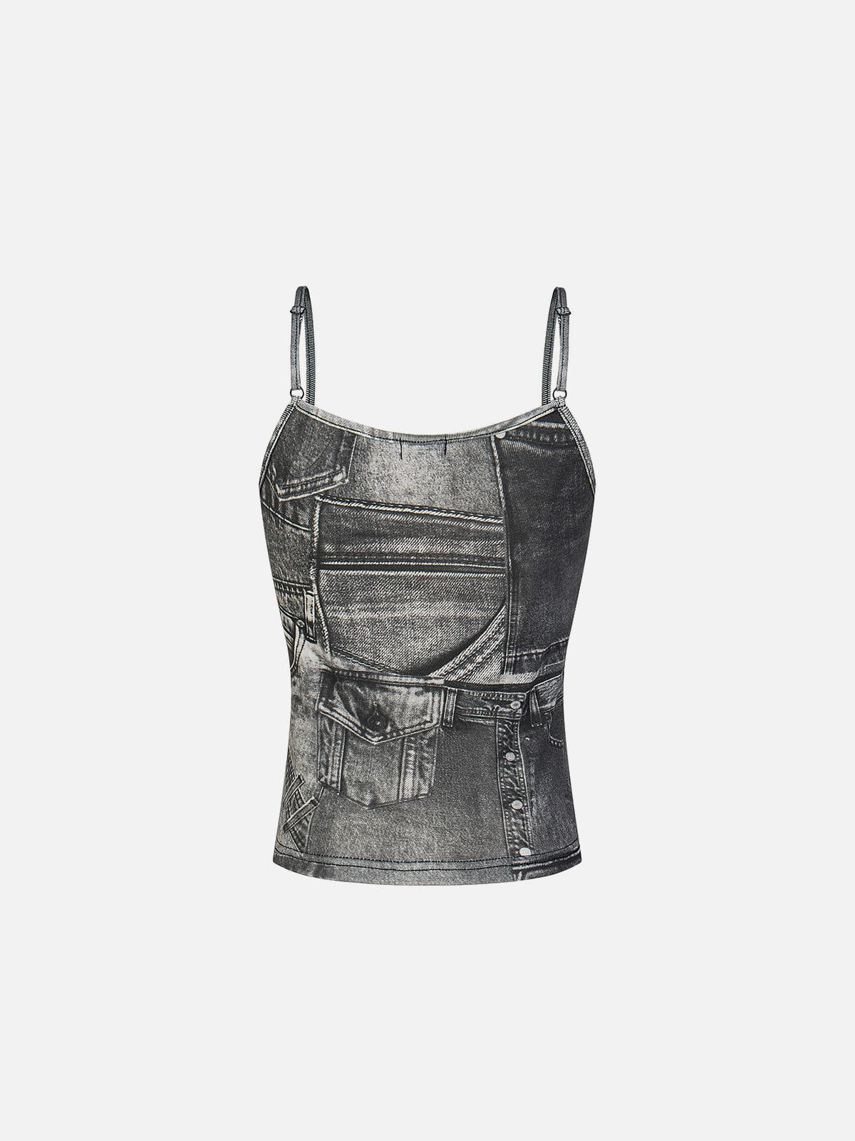 Denim Print Cami Top