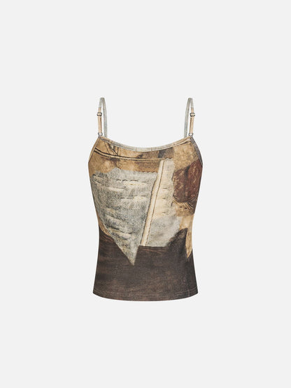 Denim Print Cami Top