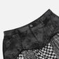 Irregular Plaid Patchwork Skirt