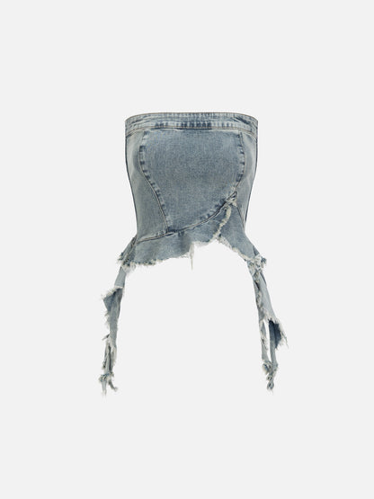 Fringe Hem Denim Tank Top