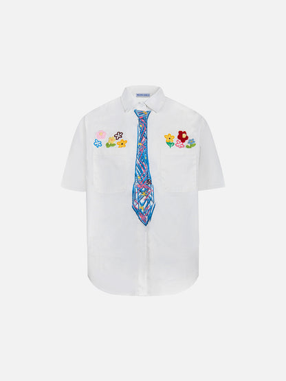 Graffiti Necktie Short Sleeve Shirt