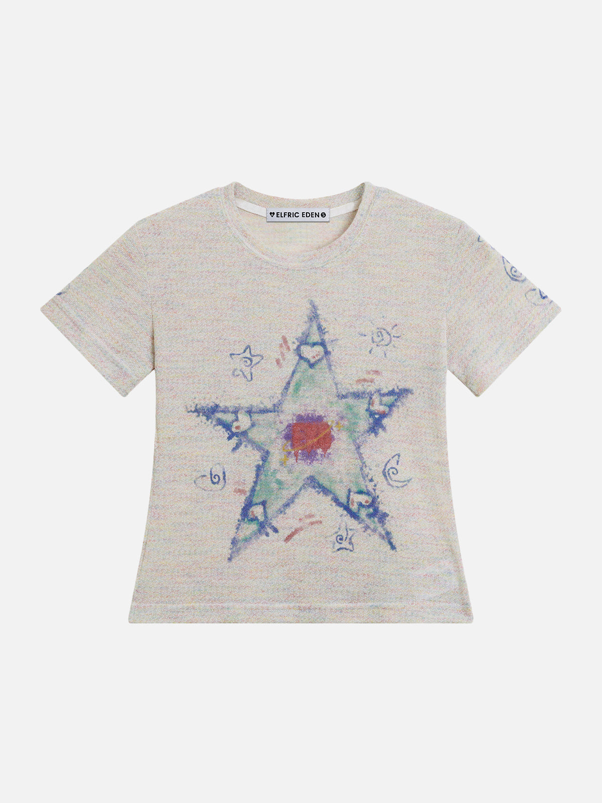 Print Cropped Knit Tee