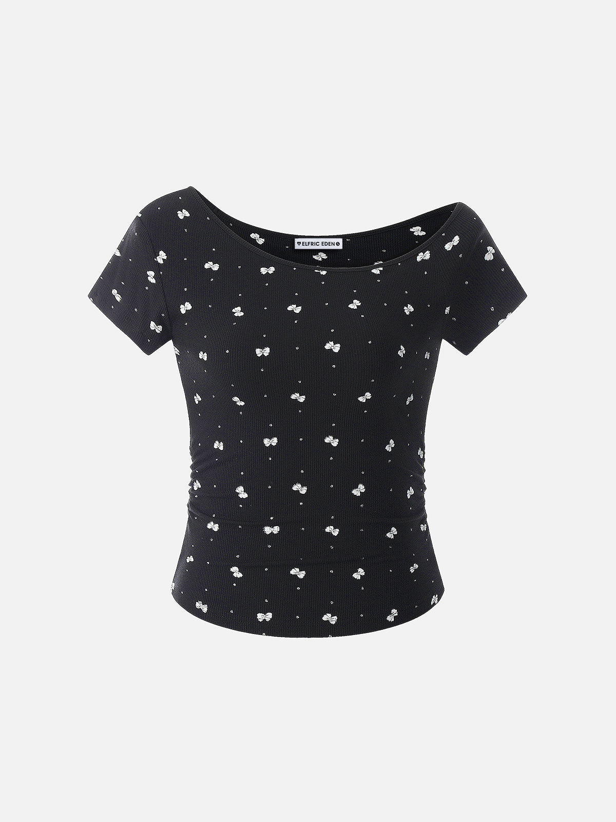 Bow Oblique Shoulder Tee
