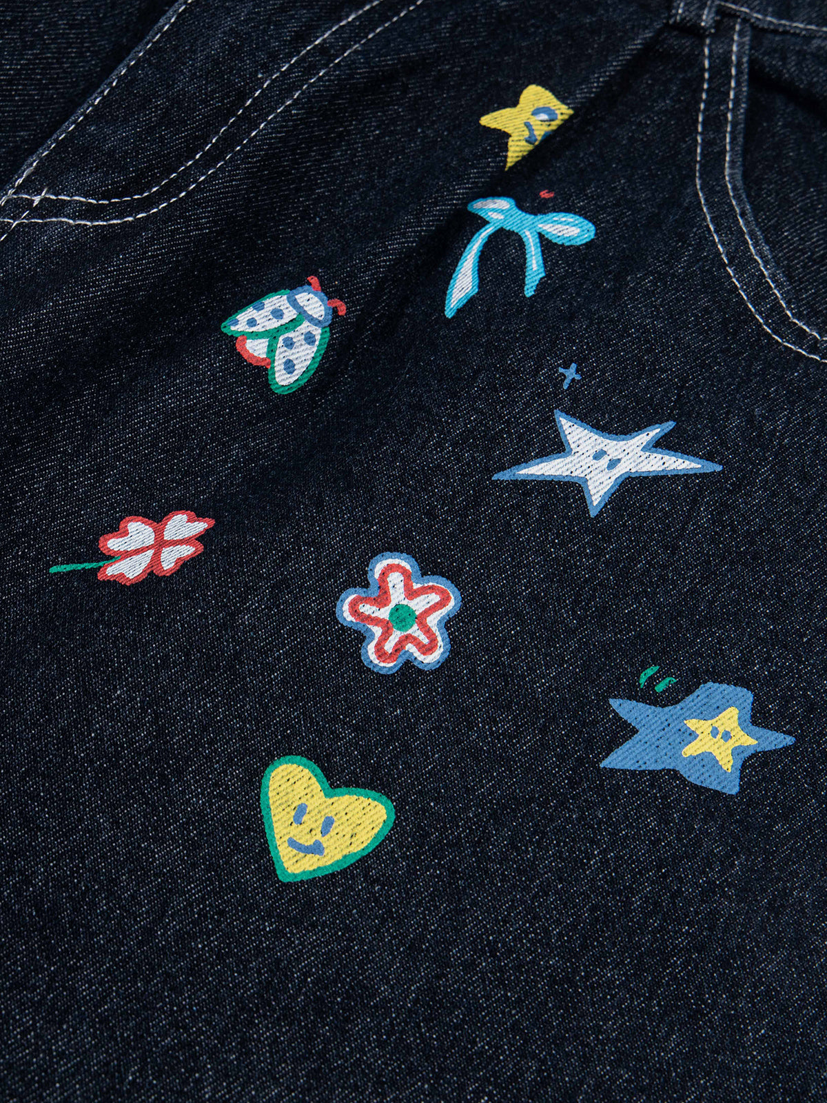 Cartoon Sticker Print Baggy Longline Jorts