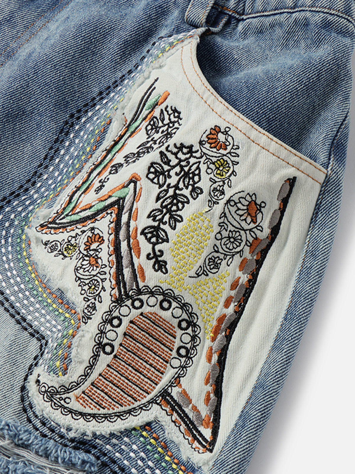 Applique Embroidery Longline Jorts