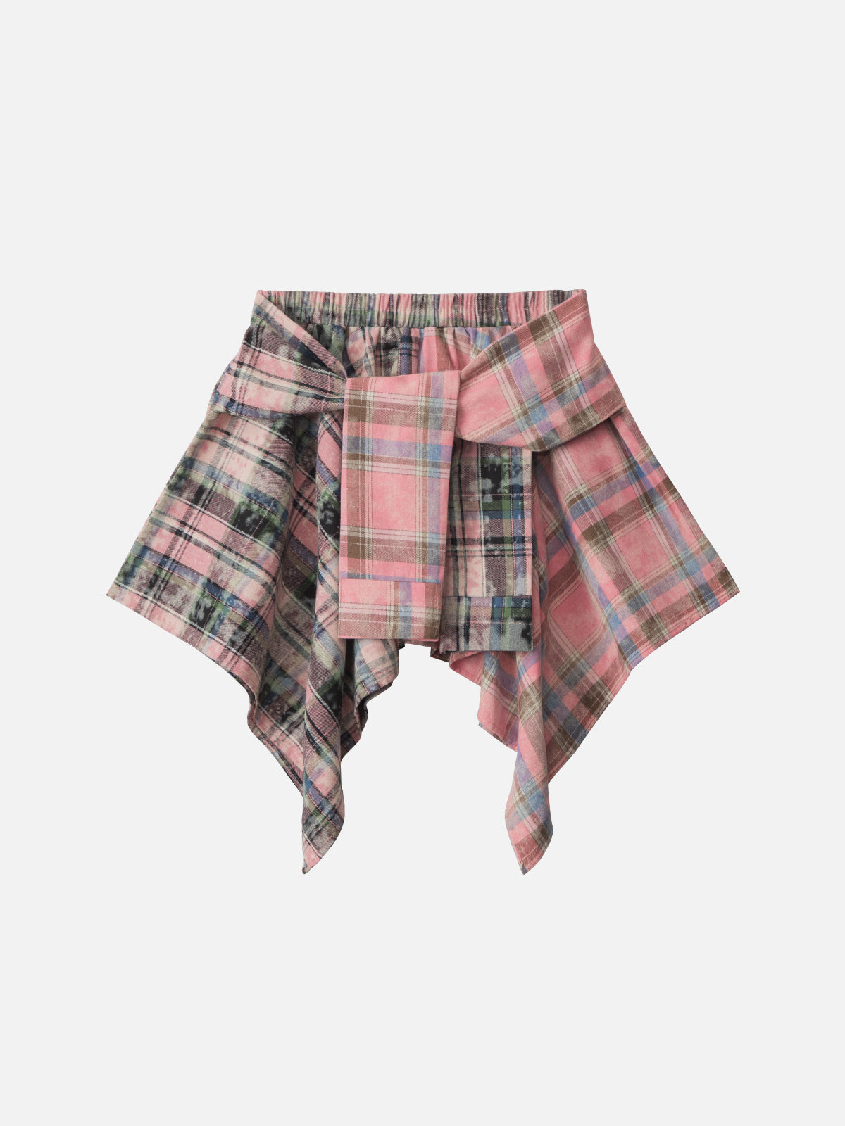 Tie Dye Plaid Skirt