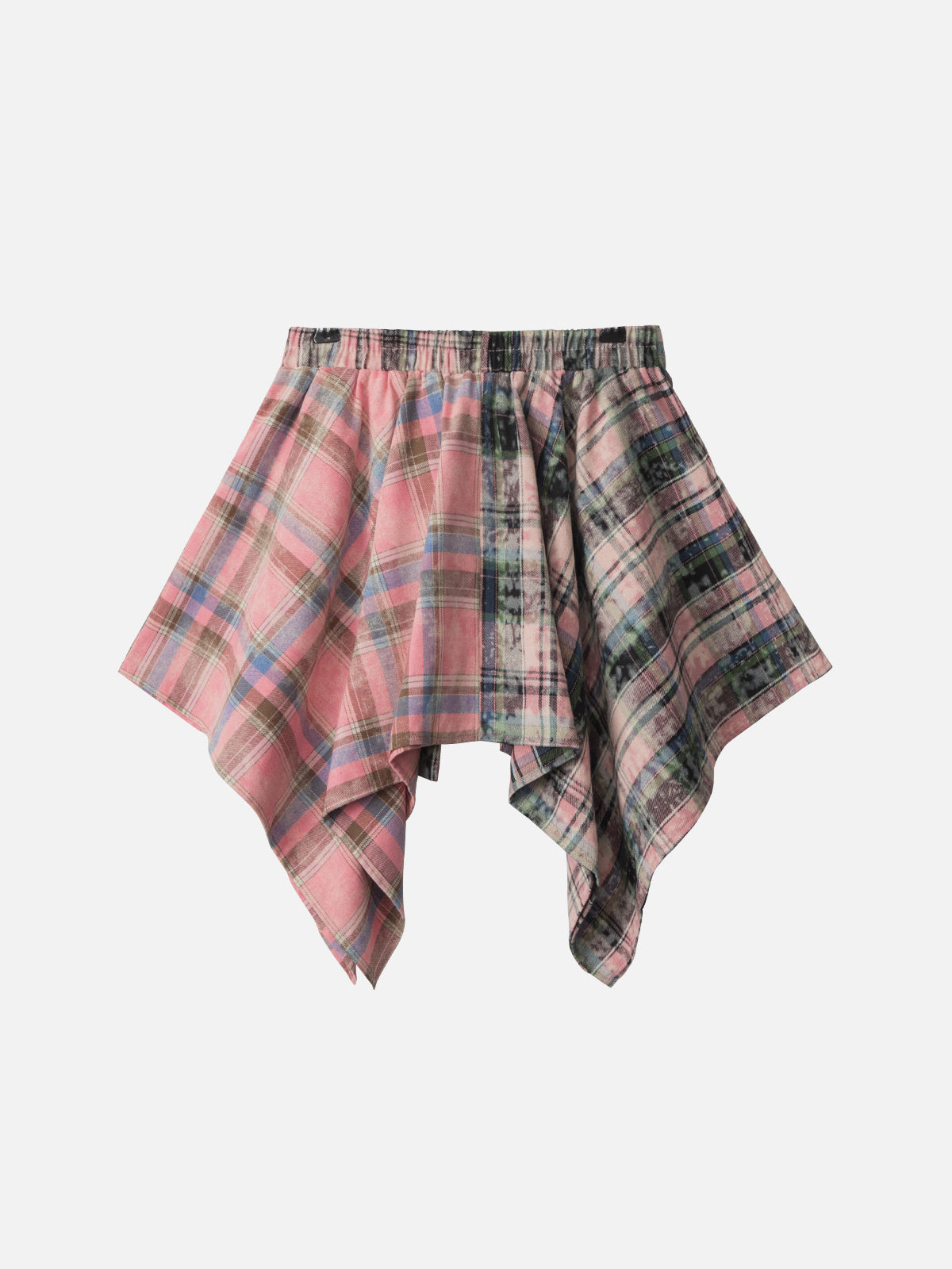 Tie Dye Plaid Skirt