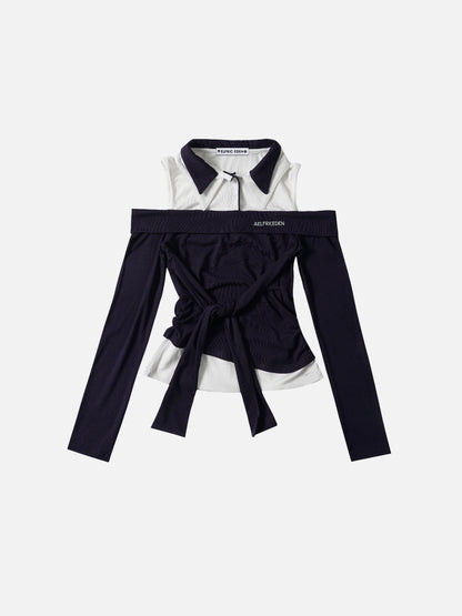 Patchwork Two Layer Long Sleeve Tee