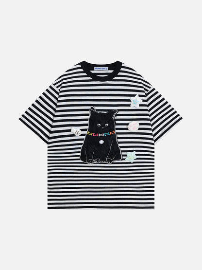 Applique Embroidery Cat Tee