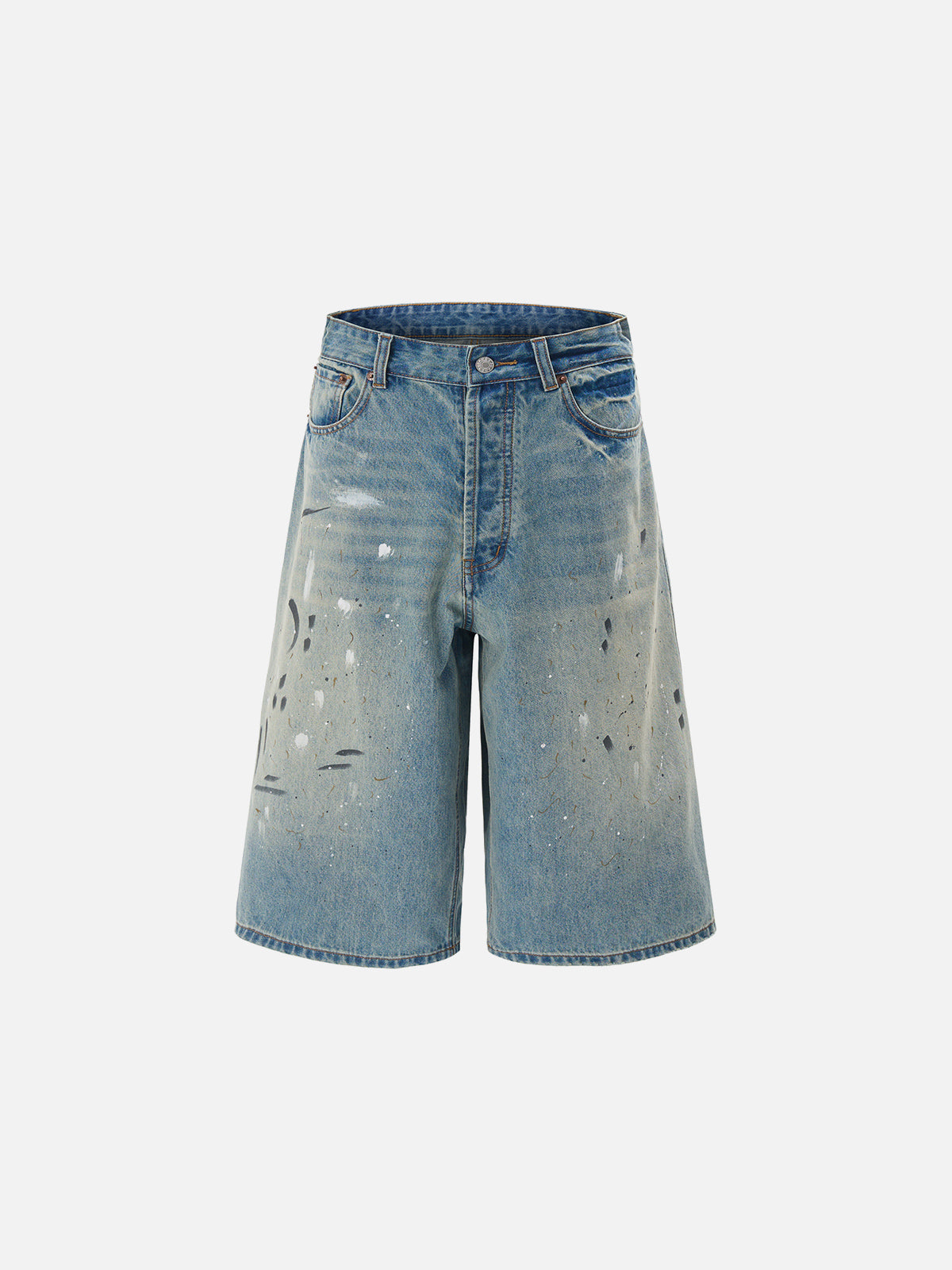 Splash-Ink Washed Longline Jorts