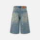 Splash-Ink Washed Longline Jorts