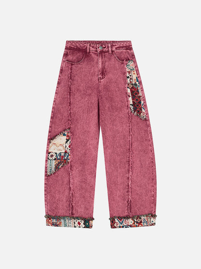 Patchwork Super Baggy Barrel Jeans