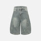 Washed Distressed Longline Barrel Jorts