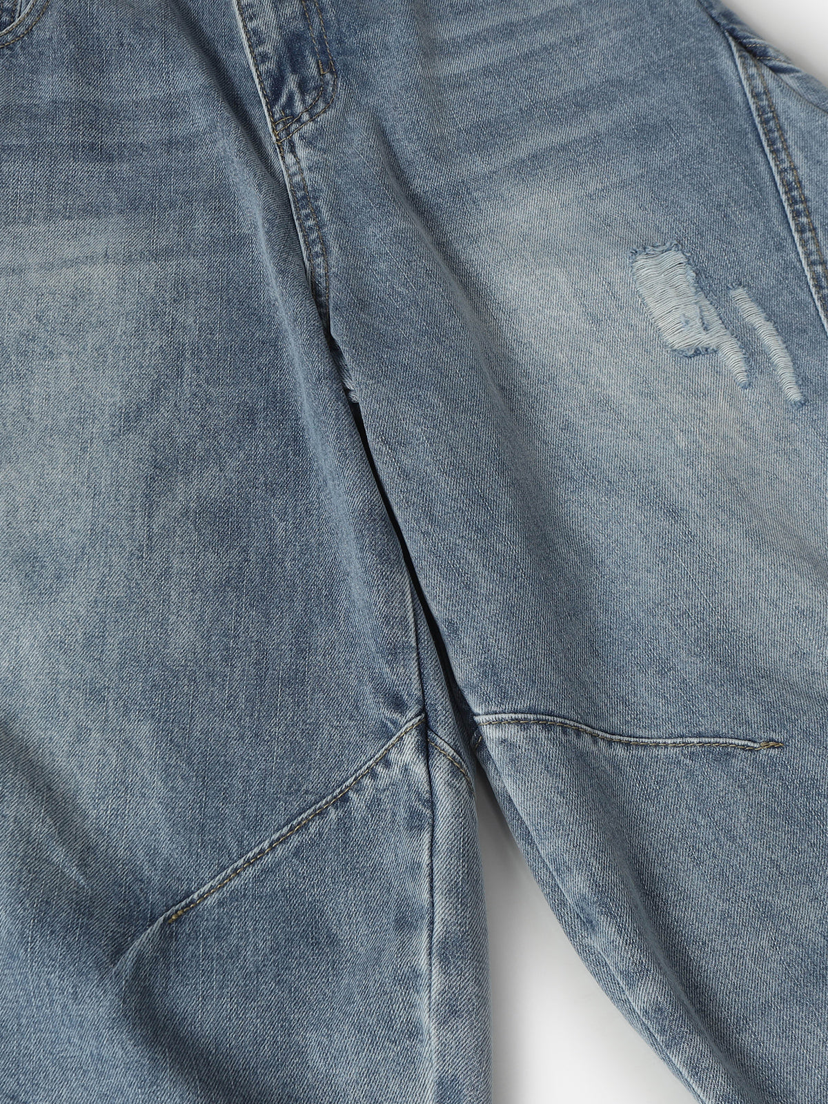 Washed Distressed Longline Barrel Jorts